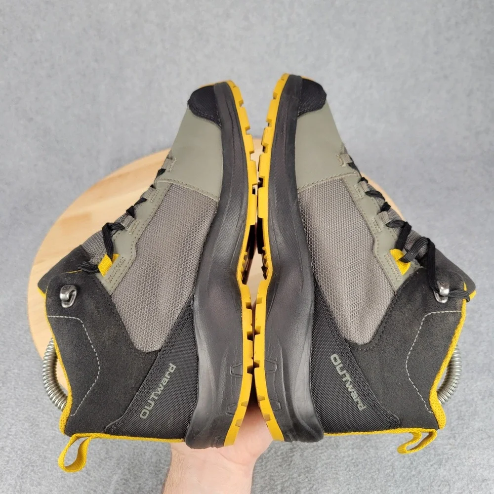 Salomon Outward CSWP Hiking Boots Kids 4 Gray Black Yellow Waterproof
